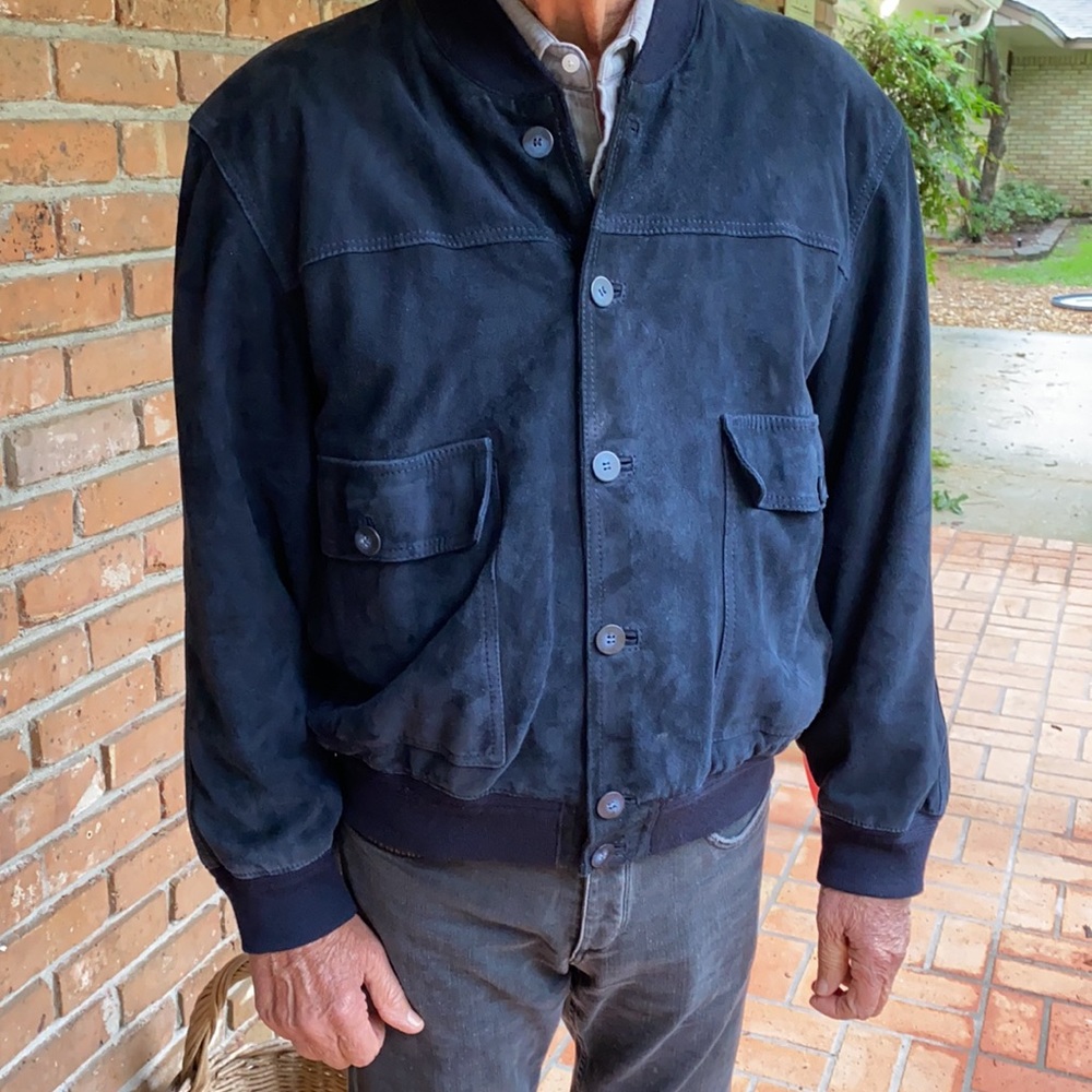 REAL SUEDE NAVY MENS JACKET MADE IN ITALY NWOT - Picture 9 of 16